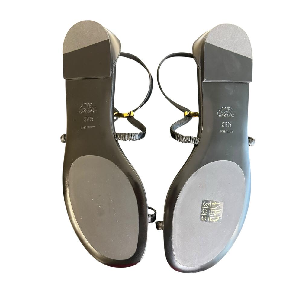 Alexander McQueen NIB Engraved Logo Sandals in Black Size 39.5 - Picture 8 of 13